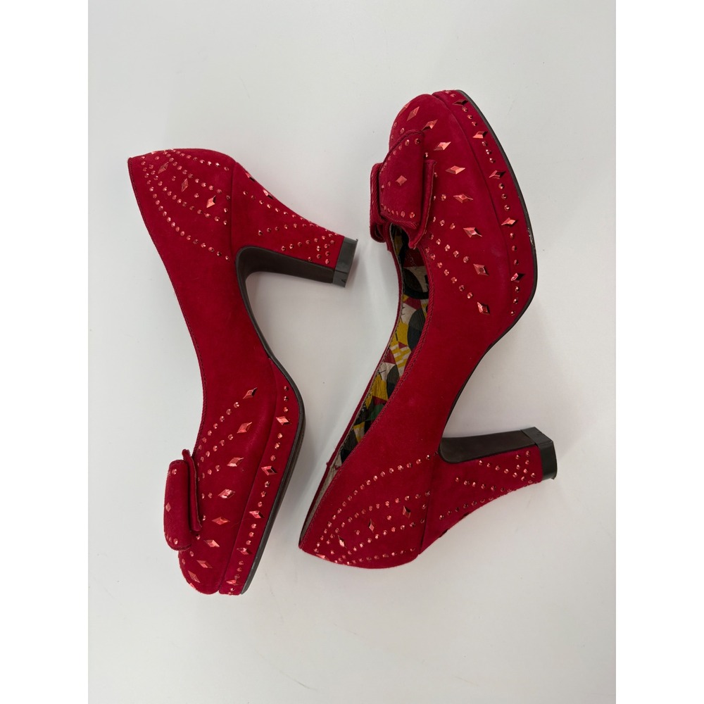Miss L Fire Poiret Red Glitter 1940s Rockabilly Heels US 9 EU 40 - Picture 6 of 9